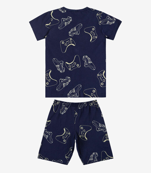 Pijama Infantil Camiseta e Bermuda Select Azul