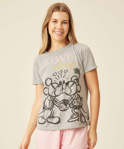 Image_Pijama Feminino Manga Curta Minnie E Mickey Disney