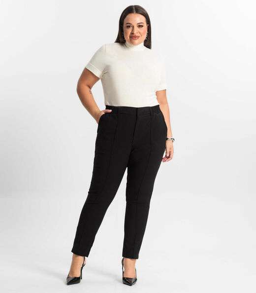 Blusa Gola Alta Feminina Plus Size Secret Glam Bege