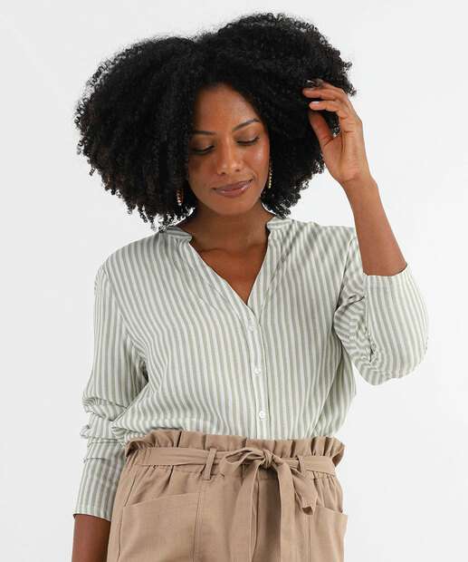 Image_Camisa Feminina Listrada Manga Longa Marisa Verde