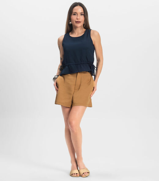 Regata Feminina em Crepe Infinita Cor Azul