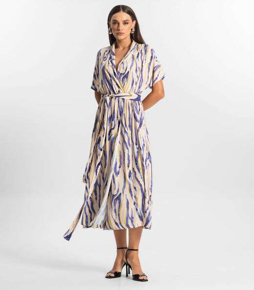Vestido Feminino Midi de Viscose Endless Bege