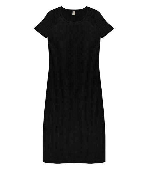 Vestido Midi Ribana Canelada Básico Rovitex Preto