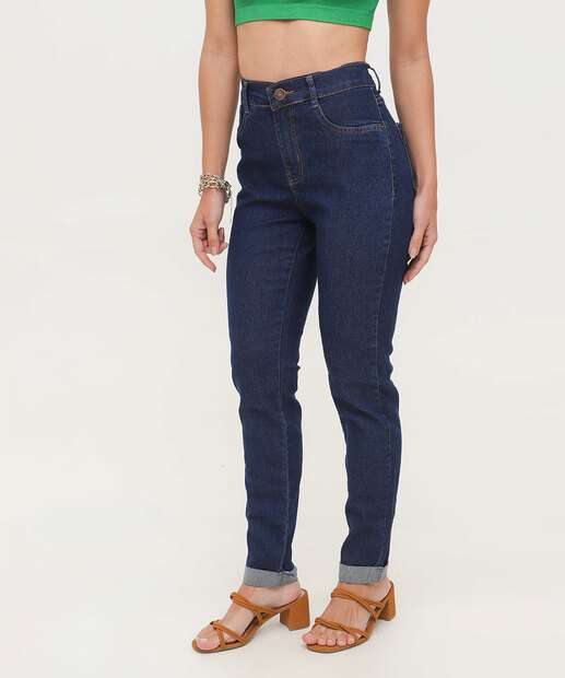 Calça Jeans Feminina Cigarrete Barra Dobrada