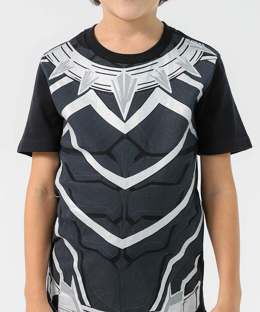 Camiseta Infantil Pantera Negra Marvel Tam 4 a 10