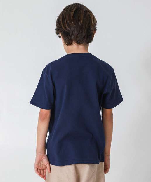 Camiseta Infantil Manga Curta Básica MR Tam 4 a 10 Azul