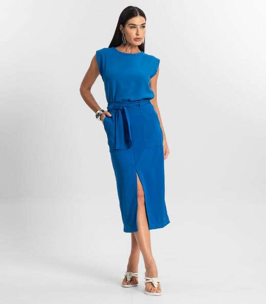 Saia Feminina Midi Endless Azul