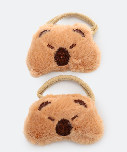 Kit 2 Peças Elásticos De Cabelo Infantil Capivara Marisa Marrom