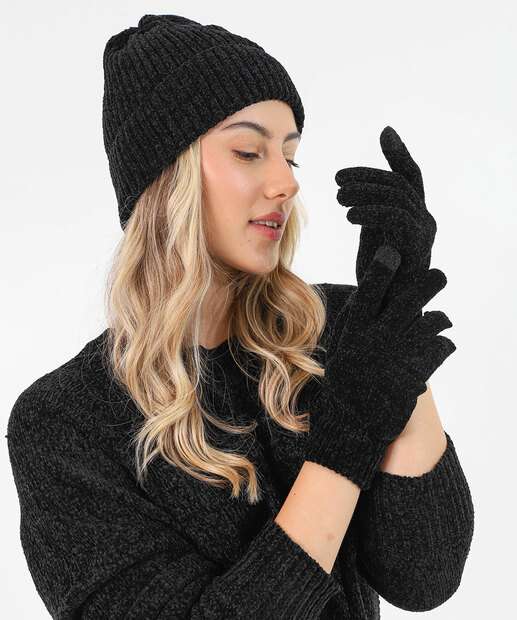 Luva Feminina Chenille Marisa Preto