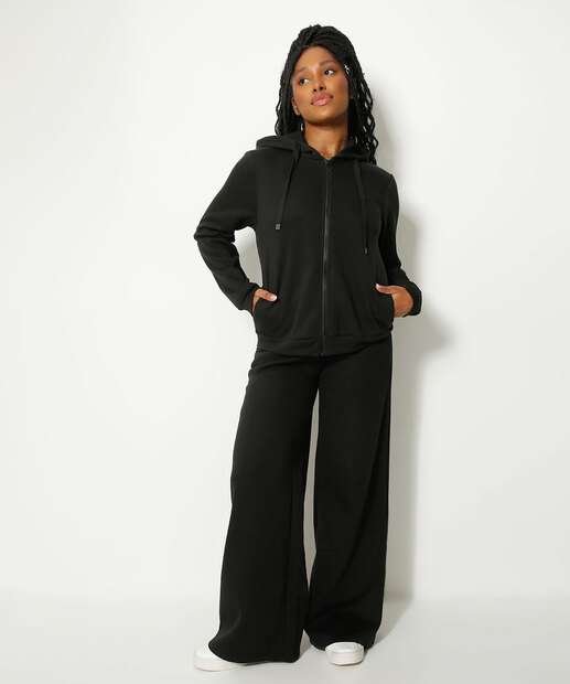 Blusão Feminino Moletom Bolso Capuz Marisa