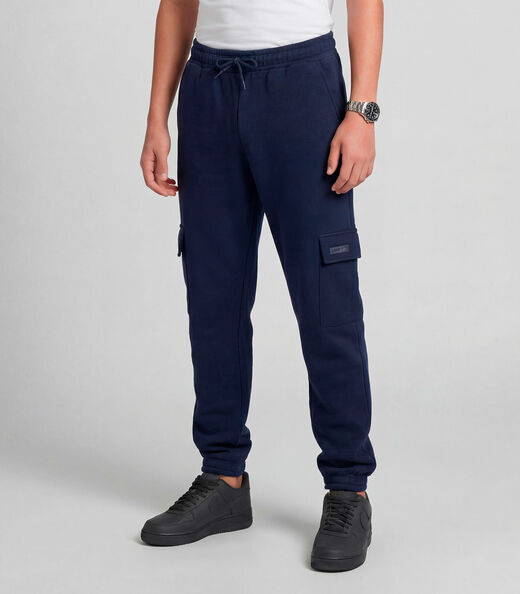 Calça Juvenil Moletom Peluciado Cargo Minty Azul