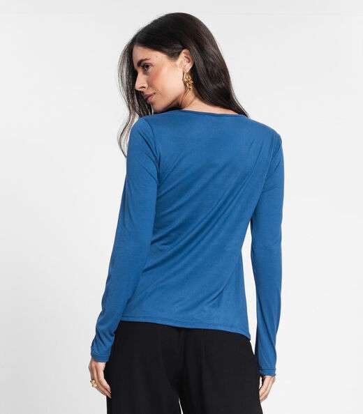 Blusa Manga Longa Feminina Rovitex Azul