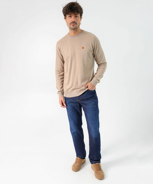 Suéter Masculino Tricô Básico Marisa Bege