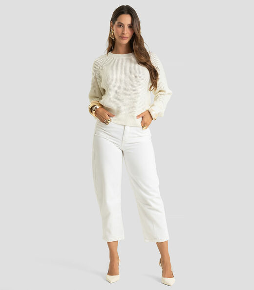 Sueter Feminino Em Tricot Dianna Bege