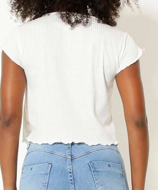 Blusa Cropped Feminina Canelada Botões Marisa