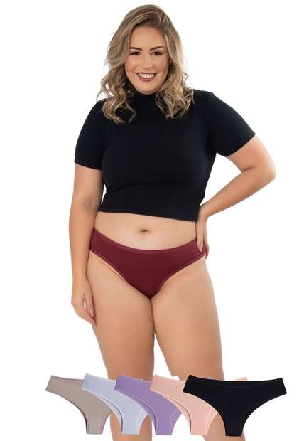 Image_Kit 5 Calcinhas Sonho Plus Size Algodão Concept Lingerie Multicolorido