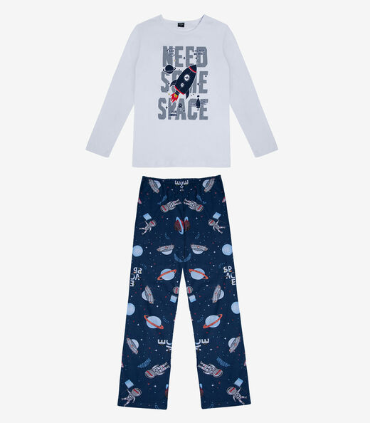 Pijama Infantil Menino Manga Longa Select Branco
