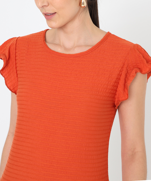 Blusa Feminina Babado Textura Marisa laranja