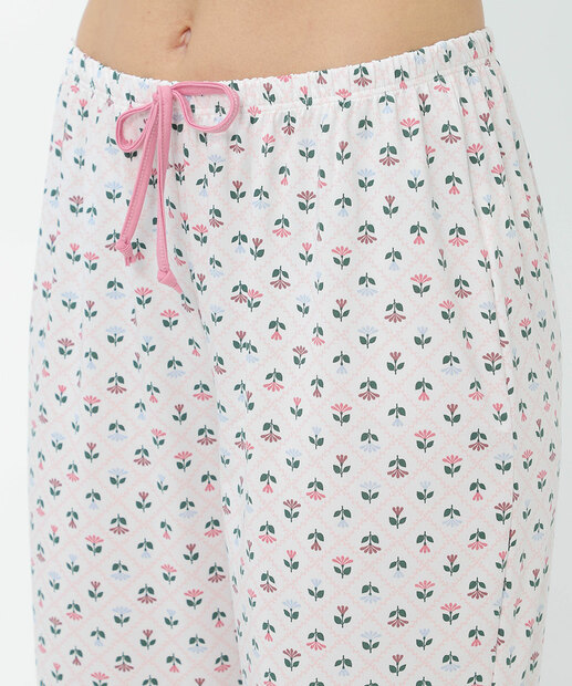 Pijama Feminino Estampa Floral Marisa Off White