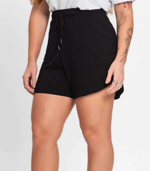 Shorts Feminino Plus Size Secret Glam Preto