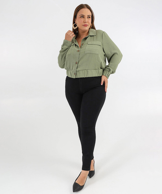 Jaqueta Plus Size Feminina Bomber Marisa Verde