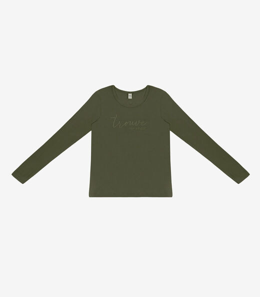 Blusa Feminina Manga Longa Com Estampa Rovitex Verde