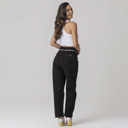 Calça Dad Sarja Preta Feminina Zune