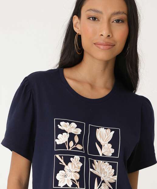 Blusa Feminina Manga Princesa Estampada Marisa