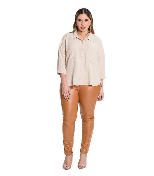 Camisa Manga 7/8 Air Flow Pesado Secret Glam Bege