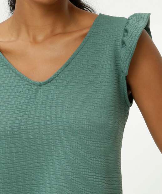 Blusa Regata Feminina Anarruga Babado Marisa