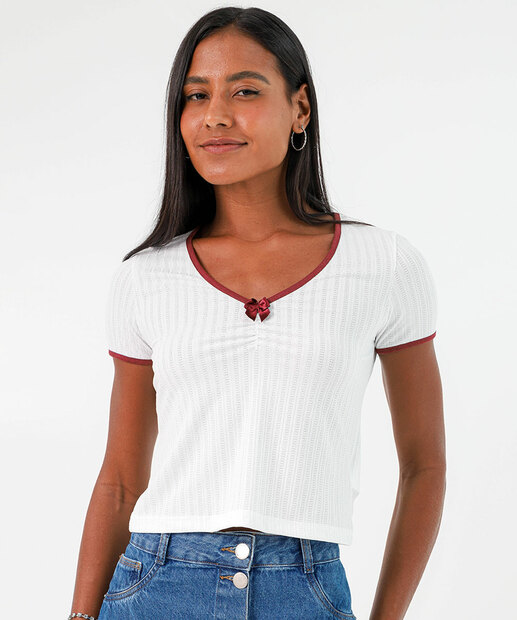 Image_Blusa Feminina Canelada Manga Curta Marisa Off White