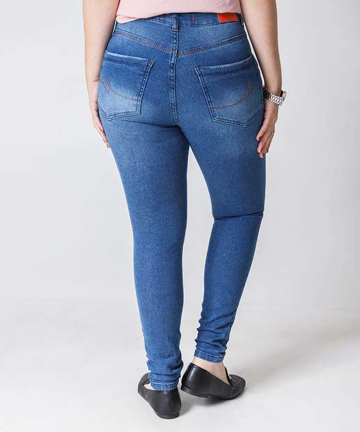 Calça Jeans Skinny Puídos Feminina