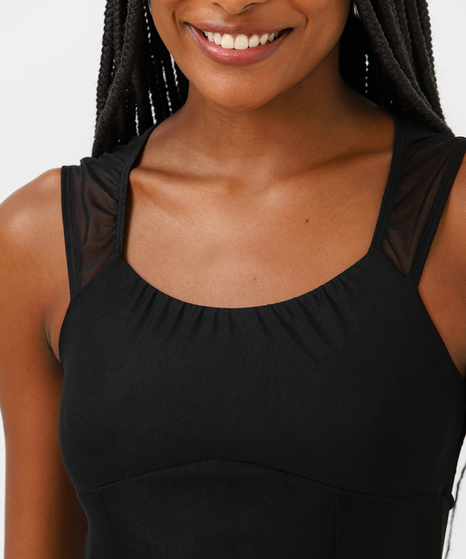 Vestido Curto Feminino Tule Sem Manga Marisa Preto