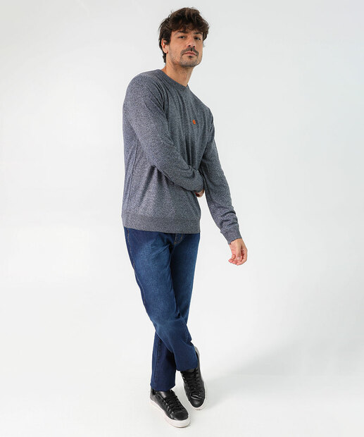 Suéter Masculino Tricô Mescla Marisa Azul