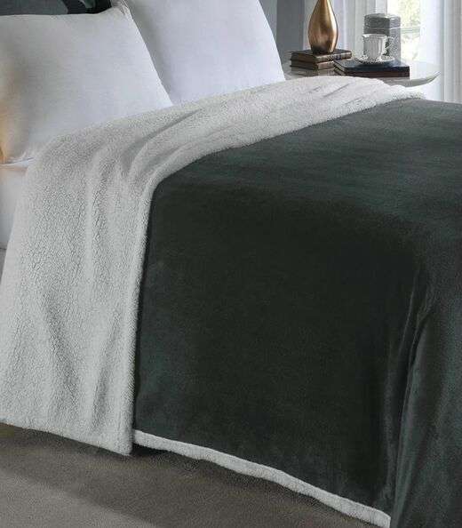 Cobertor Sherpa Dupla Face Queen Lar E Lazer Cinza