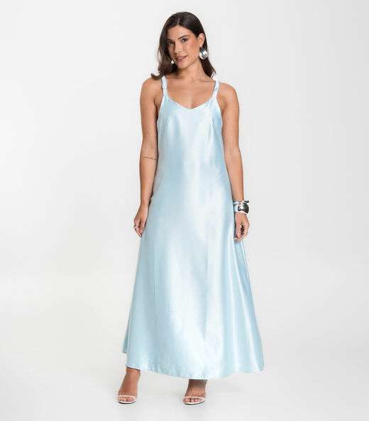 Image_Vestido Longo Feminino De Cetim E Alcinha Select Azul