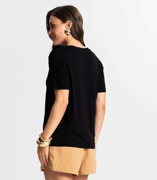 Blusa Feminina Manga Curta Endless Preto