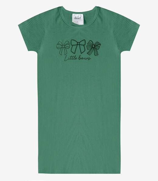 Vestido Infantil Ribana Canelada E Estampa Select Verde