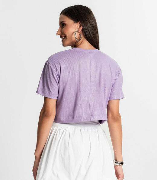 Blusa Feminina Em Ribana Canelada Rovitex Roxo