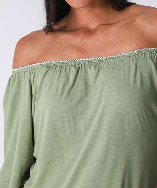Blusa Feminina Ciganinha Manga Curta Marisa Verde