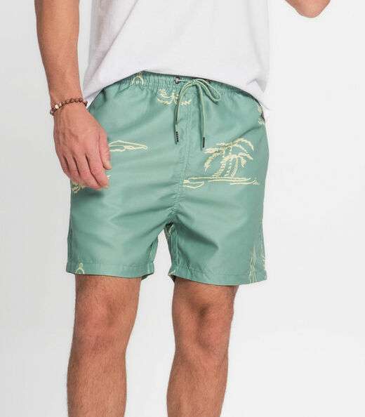 Bermuda Masculina Microfibra Estampada Rovitex Verde