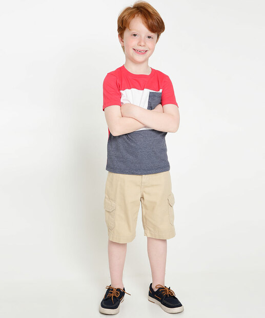 Camiseta Infantil Recorte Bolso Frontal MR Tam 4 a 10
