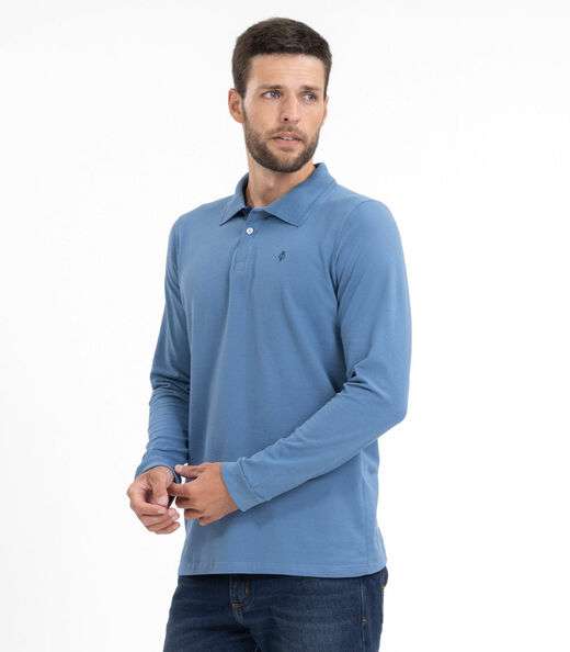 Polo Masculina Manga Longa Diametro Azul
