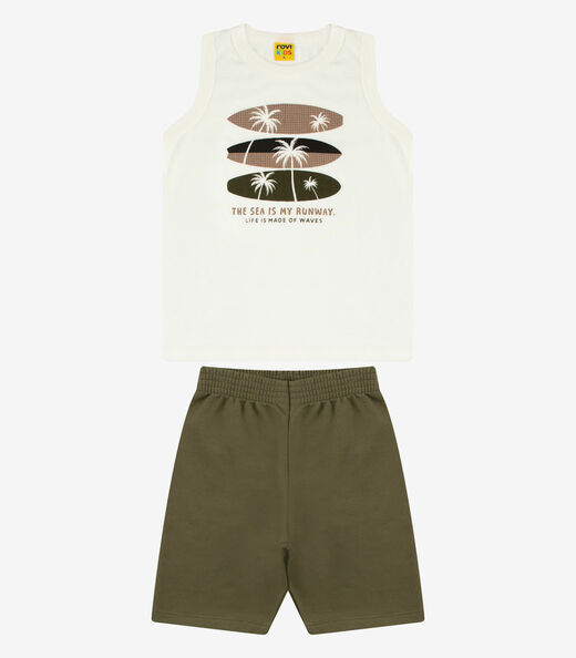 Conjunto Machão com Bermuda Menino Rovi Kids Bege