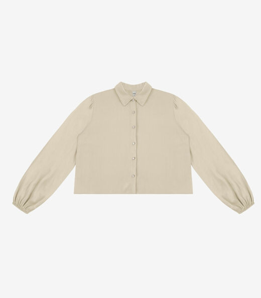 Camisa Manga Longa Feminina Em Viscose Rovitex Bege