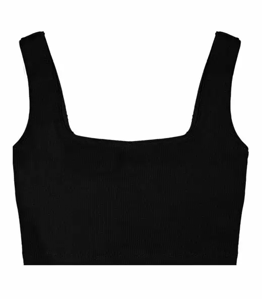 Top Cropped Ribana Básico Rovitex Preto