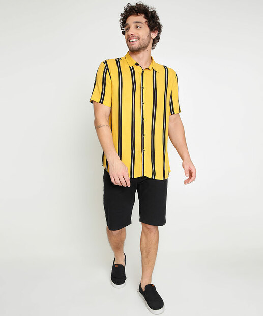 Camisa Masculina Listrada Manga Curta MR