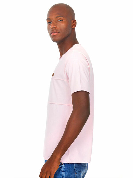 Camiseta Corte a Fio Rosa Médio Polo Wear