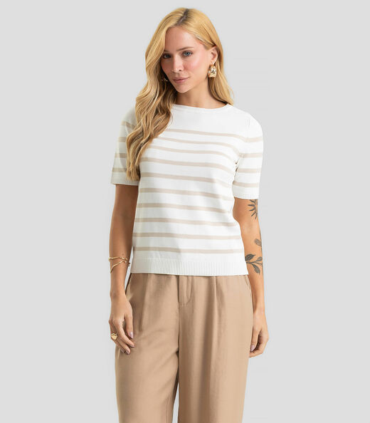 Image_Blusa Feminina Em Tricot Listrado Dianna Bege