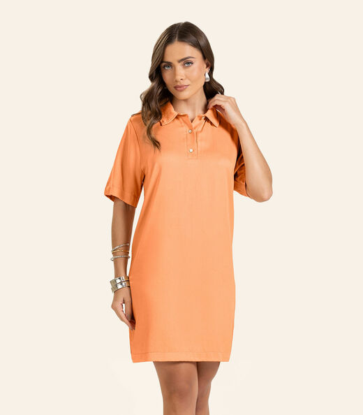 Vestido Curto Viscose Double Feminino Endless Laranja
